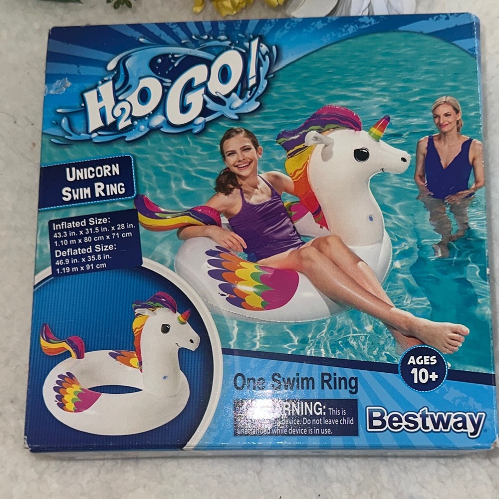 Unicorn Swim Ring Ride On Pool Toy Magical Party H2O‎ GO! New